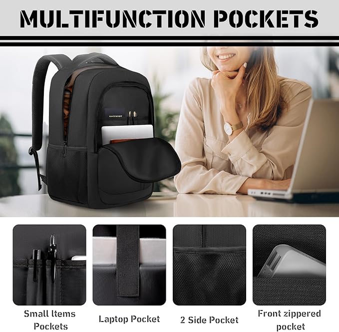 Travel Backpack, Extra Large 45L Travel Backpack for Men & Women, Expandable Laptop Bag, Water Resistant Computer Backpack Fits 18.4 Inch Laptop, Lightweight Daypack for Flight, Black