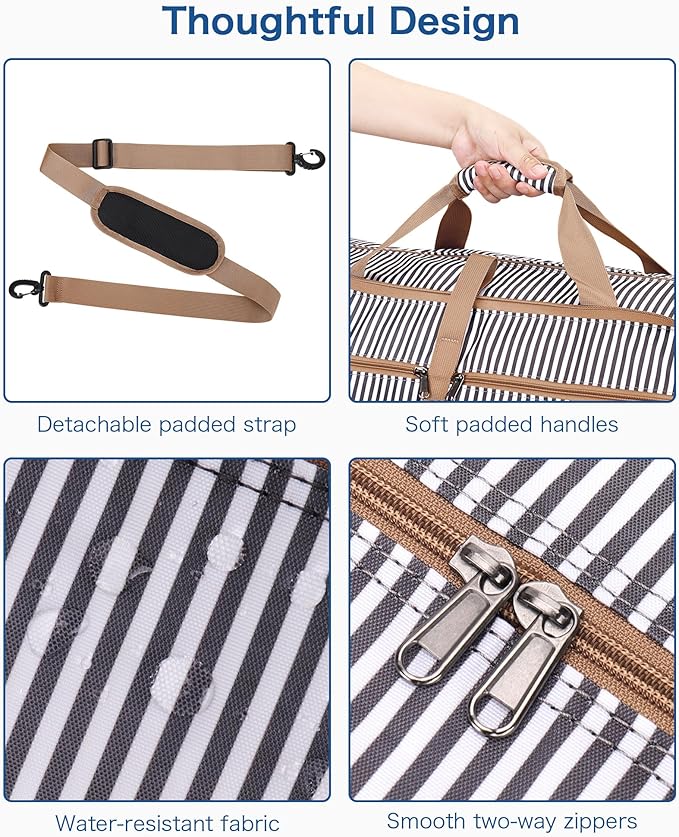 100L Travel Duffle Bag for Men, Urtala 32” Large Duffle Bag for Traveling with Shoe Compartment, Foldable Travel Duffel Bag Weekender Bag Gym Bag for Men Women Water & Tear Resistant (Stripe, 100L)