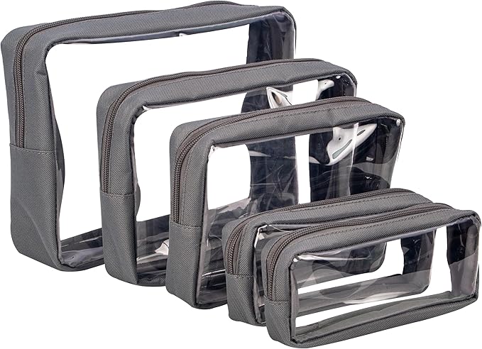 Remobia Hicol TSA Approved 5-Piece Diaper Bag Organizer Pouch Set Clear Waterproof TPU Kids Toiletry Storage Set Travel Packing Clutch Cube Bags for Baby Nursing (Grey)