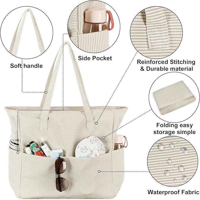 Bluboon Waterproof Beach Tote Pool Bags for Women Ladies Extra Large Carry On Bag With Wet Compartment for Weekender Travel