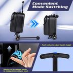 smilesun Foldable Ride On Scooter Suitcase with Front Opening, Lightweight Carry On Scooter Luggage for Adults, Teens & Kids（Black 20-inch）
