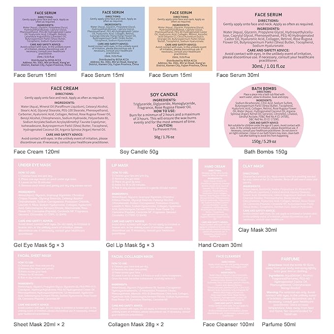 33 Pcs Mother's Day Gift for Mom, Rose Facial Skin Care Set, Bath & Body Spa Basket for Women, Beauty Care Kit, Makeup Bag, Face Serum, Christmas, Birthday, Christmas, Anniversary