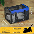Conlun Cat Carrier Bag,Soft-Sided Pet Carriers for Dogs with 4-Sided Mesh,Airline Approved Cat Transport Carrier for Small&Medium Cats Kitten Puppy Up to 15LB,Collapsible Cat Travel Carrier-M,Blue