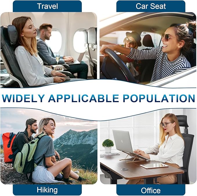 Inflatable Airplane Seat Cushion, Comfort 3d Air Cell Seat Cushion, Tailbone Pain Relief for Long Distance Sedentary People to Use (Black, 16*18in)