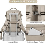 coofay Laptop Travel Backpack For Women Men Airline Approved Carry On Bags For Airplanes Underseat Luggage Backpack For Traveling On Airplane Personal Item Travel Bag For Airlines Light Brown