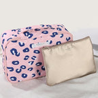 Queboom Travel Makeup Bag Cosmetic Bag Makeup Bag Toiletry bag for women and men (Pink Leopard)