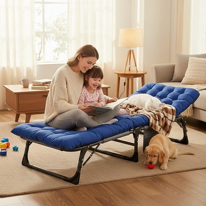 ABORON Camping Cot for Adult 28" Extra Wide, Heavy-Duty 1200D Oxford Cot for Sleeping, Portable Folding Camp Bed with Mat & Carry Bag