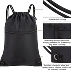 HOLYLUCK Drawstring Bags Backpack Sackpack Cinch Bags for Sports, Gym, Travel, Beach (Black)