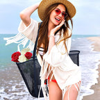 KALIDI Upgrade Version Beach Mesh Tote Bag MAX 27L Large capacity,Shoulder Bag Nylon Hobo Women Casual Foldable Beach Picnic