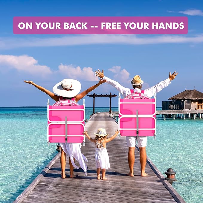 Backpack Beach Tanning Chair with Canopy and Face Hole, 6-Position Folding Lay Out Lounge Chair, UPF 50+ Wind-Resistant Sun Shade, Portable Recliner for Sunbathing, Outside, Poolside, Pink, Patented