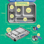 AOHEA Stainless Steel Bento Box Kids, Kids Metal Bento Lunch Box BPA Free Lunch Box Containers 304 Stainless Steel Bento Box for School and Office(Bule)