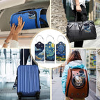 Starry Night Luggage Tags for Suitcase,3 Pack Luggage Tag Leather Privacy Cover ID Label with Stainless Steel Loop for Women Men
