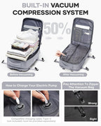coofay Vacuum Backpack Travel with Pump Vacpack Travel Backpack with Vacuum System Mochila de Viaje Compresion al Vacio Easyvacpack Airbag Backpacks for Traveling Carry on Luggage