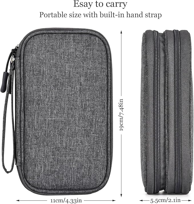 CAOODKDK Electronic Organizer Travel Cable Accessories Bag, Electronic Organizer Case, Waterproof Electronic Accessories Organizer Bag for Power Bank, Charging Cords, USB Cable (Dark Gray)