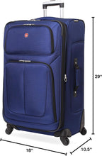 SWISSGEAR Sion Softside Expandable Spinner Luggage Durable Lightweight Travel Suitcase, Blue, Checked-Large 29-Inch