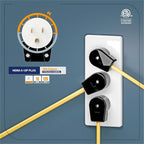 (3PACK) ETL Listed 90 Degree USA Canada Male Plug Nema 5-15P 3 Pole Angle DIY, 15A 125V USA 3Pin Right Angle AC Plug, Nema 5-15P Angled Rewireable