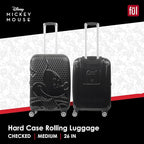 FUL Disney Mickey Mouse 26 Inch Rolling Luggage, Hardshell Suitcase with Spinner Wheels, Black
