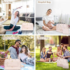 Large Women's Travel Duffle, Weekender with Shoe Compartment, Carry On Overnight Bag, Gym Duffel with Wet Pocket, Hospital Bags for Labor and Delivery 3 PCS Set