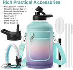 DYSANKY Insulated Water Bottle | Thickened Stainless Steel Vacuum Metal Portable Sports Half Gallon Large Water Jug for Gym and Hiking with Straw, Carrier Bag, Handle Strap | BPA-Free 64 oz