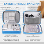 FYY Electronic Organizer, Extra Large Travel Cable Organizer Bag Pouch Portable Waterproof Double Layers All-in-One Storage Bag for iPad, Cable, Power Bank, Laptop Charger for Office/Home, Cyan