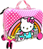 Fast Forward Hello Kitty 2-in-1 Kids 18" Suitcase & Ride-On Luggage - Lightweight Tow-Along Toddler Luggage with Wheels