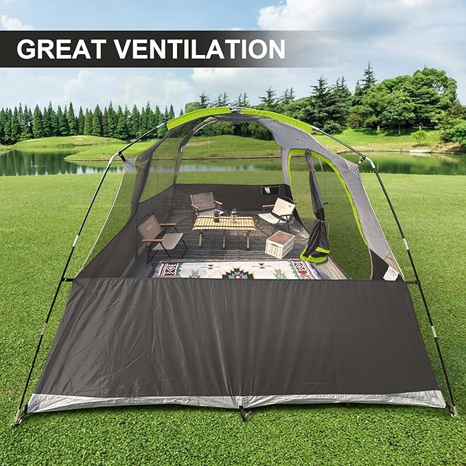 CAMPROS CP Upgraded 6/8 Person Camping Tents, Waterproof Windproof Family Tent with Larger Mesh Windows & Door, Double Layer, Easy Set Up, All-Season Dome Tent with Top Rainfly & Carry Bag