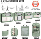 Veken 8 Set Packing Cubes for Travel Essentials, Suitcase Organizer Bags in 4 Sizes, Carry-On Luggage Accessories with Large Laundry & Hanging Toiletry Bag, Must-Have for Airplane, Road Trip & Camping