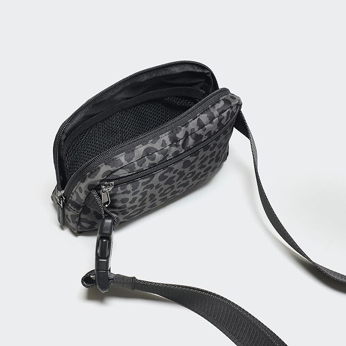Pander Two Way Zipper Fanny Pack Nylon Everywhere Belt Bag for Women, Water Repellent Waist Packs, Crossbody Bags with Adjustable Strap (Grey Leopard)