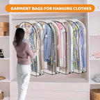 Dntorx 4 Pack Clear Garment Bags with Side Zipper, 60" Clothes Covers with 10" Gusset, Transparent Hanging Suit & Coat Covers for Closet Storage, Jackets, Dresses, Windbreakers