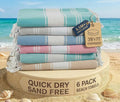 LANE LINEN Turkish Beach Towels for Women, Set of 6 - Large 39"x71", Pre-Washed, No-Shrink, Sand-Free, Quick Dry, Lightweight, Soft Beach Bath Towels - Vintage Beach