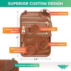 HERO Neck Wallet, RFID Blocking Vegan Leather Passport Holder Travel Pouch (Tan)