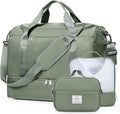 Travel Duffel Bag for Women, Carry-on Overnight Weekender Bags with Wet Pocket & Toiletry Bag, For Spirit Airlines 18x14x8 Personal Item Bag,3 Pcs Set,Small,Olive Green