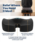 Everlasting Comfort Doctor Recommended Memory Foam Seat Cushion for Office Chairs & Car - Ergonomic Office Desk Accessories - Cushions for Tailbone Pain Relief, Sciatica (Black, X-Large)