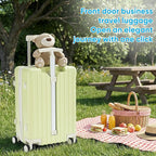 TABU 20" Carry on Luggage with Seat for Kids & Adults，Front-Opening Hardshell Carry On Suitcase with Double Handles & TSA Lock, Green