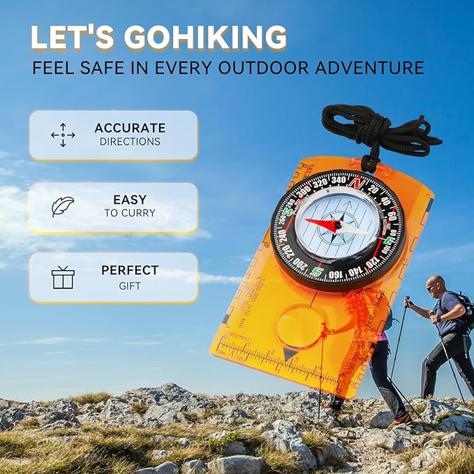 Compass Hiking Survival, Wilderness Survival Compass for Kids- Magnetic Gear Set Navigation Map- Backpacking Camping Hunting Survival