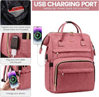 LOVEVOOK Laptop Backpack for Women,17 Inch Professional Womens Travel Backpack Purse Computer Laptop Bag Nurse Teacher Backpack,Waterproof College Work Bag Carry on Back Pack with USB Port,Light-red