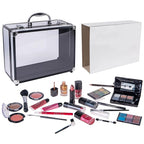 SHANY Carry All Trunk Makeup Train Case with Re-usable Aluminum Beauty Storage Organizer Case. Make up Set with Eye palettes, Blushes,Face Powders, Manicure, Pedicure and Cosmetics Brushes. GIFT SET