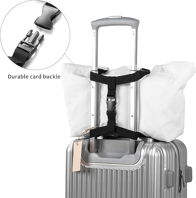 Luggage Straps Bag Bungee for Luggage， High Elastic Suitcase Adjustable Belt Bag Bungees with Buckles (Black/Blue)
