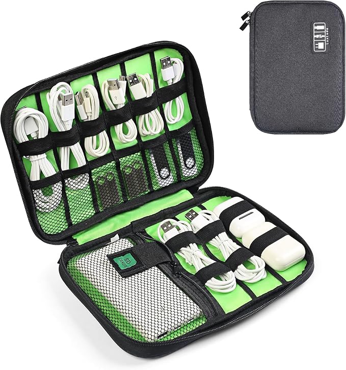 Luxtude Travel Cable Organizer Bag, Flat Cord Organizer Case, Travel Essentials for Wire/Cord/Charger/Cable Storage/Tech Accessories/Tech Gifts