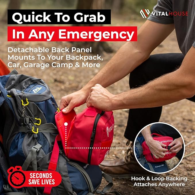 First Aid Kit 346 Piece with Tourniquet | Vital House Physician-Designed Emergency & Trauma Supplies for Home, Car, Travel, Camping & Hiking