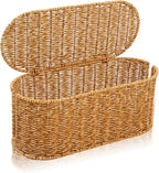 Cable Management Box, Handmade Rattan Cable Organizer, 2 Open Slots Cords Hider Box, Under Desk Cord Organizer for Computer Router USB Hub & Power Strip, Patent Pending, 15.9" x 6.5" x 6.5", Natural
