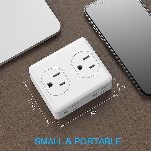 Outlet Extender, HICITY Multi Plug Outlet with 6 Electrical Outlets Adapter, 3-Prong Wall Outlet Tap for Cruise Ship Home Office Dorm, White (4 Pack)