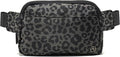Pander Everywhere Belt Bag for Women, 5 Zipper Pockets Nylon Crossbody Fanny Pack Purse (Grey Leopard)