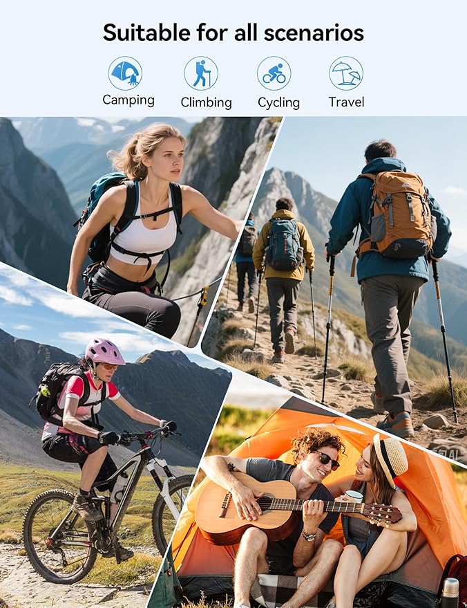 Solar-Charger-Power-Bank - 20000mah Solar Powered Battery Charger Cell Phone,20W Fast Charging Built in Cables,Camping Essentials Portable External Battery Pack Compatible with Multiple Devices