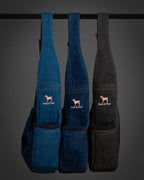 Noah & Paw Dog Sling Carrier for Small Dogs 5-18lb, Dog Sling for Small Dogs and Cats, Dog Carrier with Adjustable Padded Strap, Vegan Denim Lined with Fur, 3X Safety Features, Machine Washable