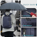 hk Laptop Backpack for Men with USB Charging Port for Business Work College Travel (Blue, 17.3 inch)