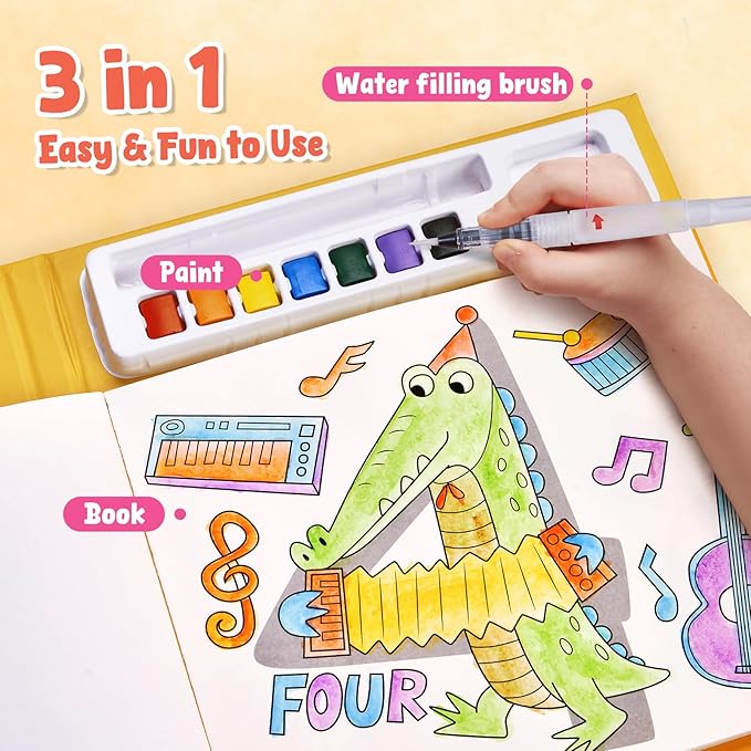 JoyCat Paint with Water Coloring Books for Toddlers, Watercolor Painting Sets for Kids Ages 3-5 4-8, Arts and Crafts Drawing Activities Toy Birthday Gifts for Boys Girls (Numbers)