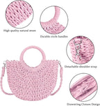 Womens Straw Beach Bag Woven Crossbody Shoulder Bags Top Handle Satchel Handbag Purse for Summer