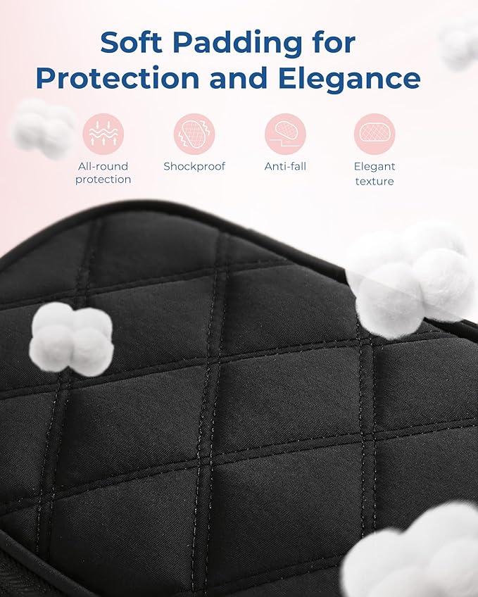 BAGSMART Travel Cord Organizer Electronics Case, Puffer Cable Organizer Bag Travel Essentials for Women, Small Tech Organizer Travel Case for Charger, Cable, Phone, Flash Drive Black