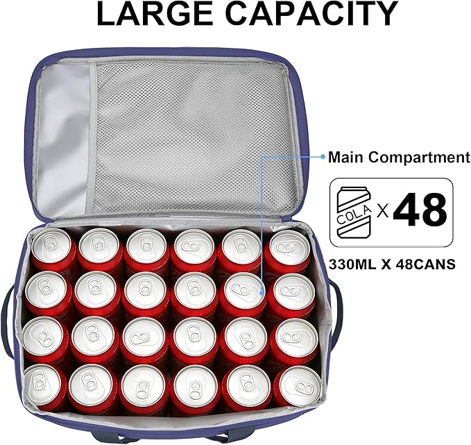 Cooler Bag 48-Can Insulated Leakproof Soft Cooler Large Collapsible Portable Travel Cooler Bags 32L for Picnic, Waterproof Soft Ice Chest for Camping, Beach, Fishing, Outdoor - 32 Quart